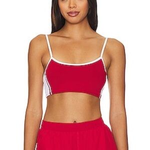 ALO Yoga Airlift Car Club Sports Bra Red White LARGE